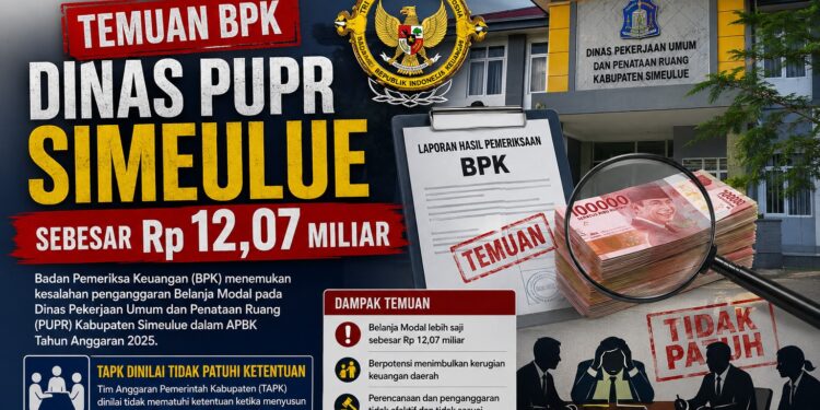BPK Bongkar Salah Klasifikasi Anggaran Rp12 Miliar Salah Pos Penganggaran PUPR Simeulue