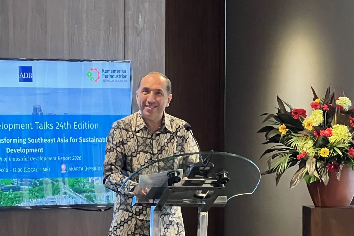 Kepala Perwakilan ADB untuk Indonesia Bobur Alimov dalam acara Indonesia Development Talks yang digelar di Jakarta, Kamis (23/7/2026). (ANTARA/Putu Indah Savitri)