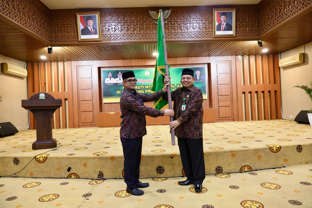 Pelepasan Kafilah Aceh untuk mengikuti MTQN ke-31, di Gedung Serbaguna Sekretariat Daerah Aceh, Banda Aceh, Kamis (3/9). (Dok.Ist)