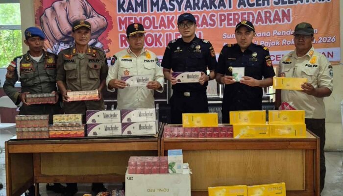 Bea Cukai Meulaboh dan Satpol PP Aceh Selatan Amankan Puluhan Ribu Batang Rokok Ilegal