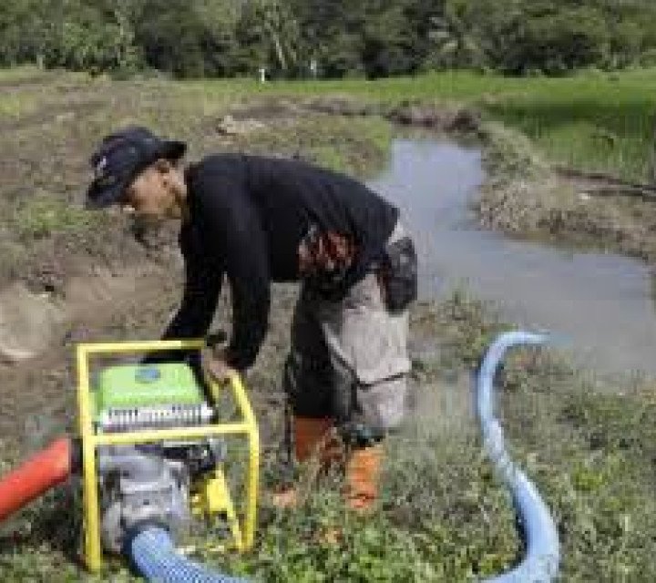 Pompa air sedang memasok air untuk perkebunan. (TubinNews/HO-Kementan)