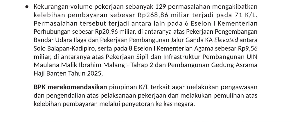 Screenshot_20261013-181622 Kekurangan Volume Pekerjaan Picu Kelebihan Pembayaran Rp268,86 Miliar