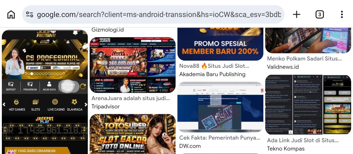 Ilustrasi - Banyak situs judol beredar pencarian google. (Hasil tangkapan layar)